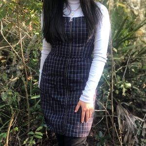 Stretch square Neck Plaid Mini Dress